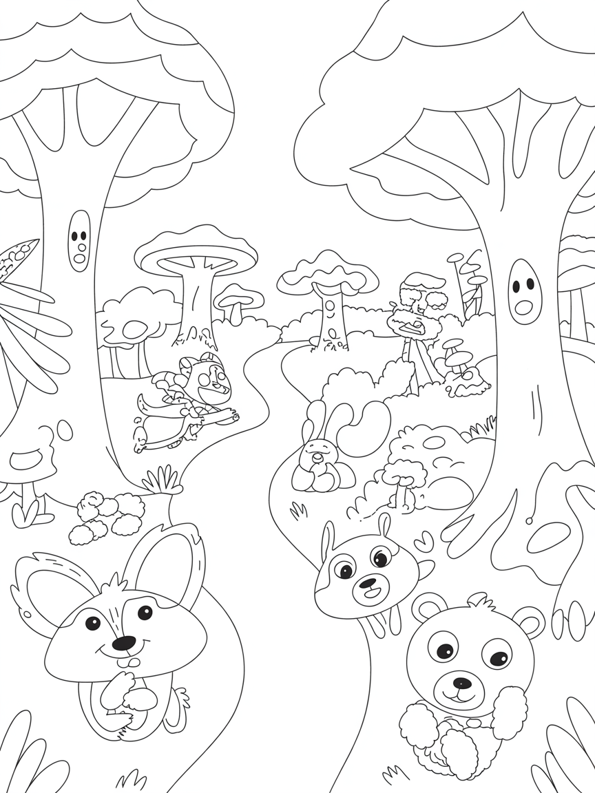 Fantasy forest - Free Coloring Page