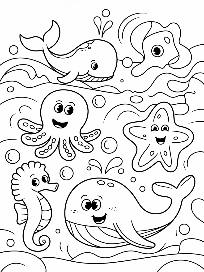 Ocean World Animal - Free Coloring Page