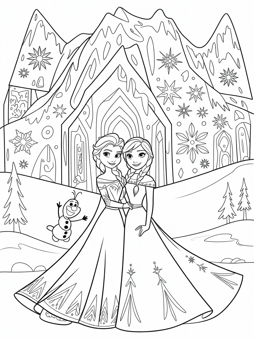 Frozen cartoon - Free Coloring Page