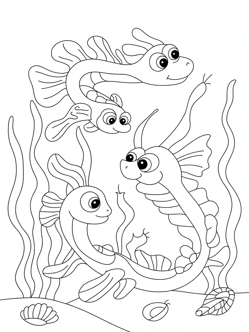 seadragon, pipefish - Free Coloring Page