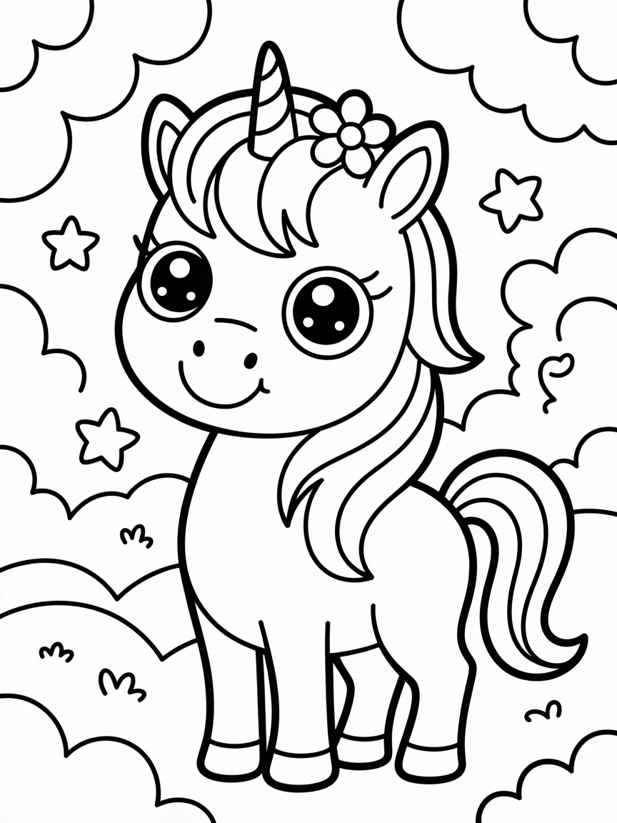 Cute Kawaii asthetic colouring page - Free Coloring Page