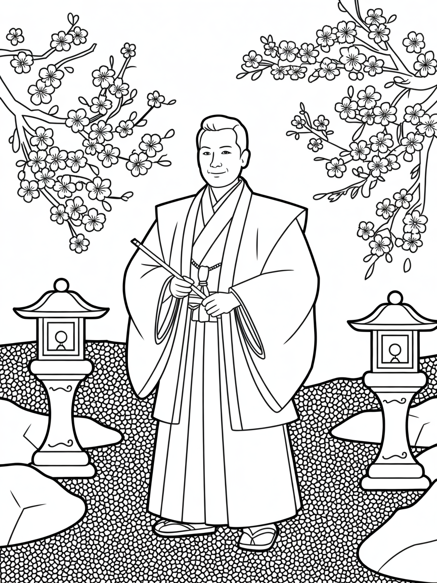 The man from japan - Free Coloring Page
