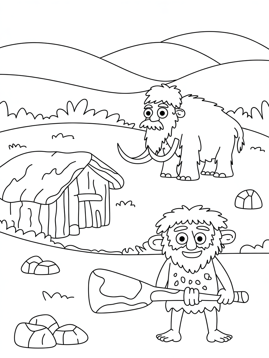 Stone age - Free Coloring Page