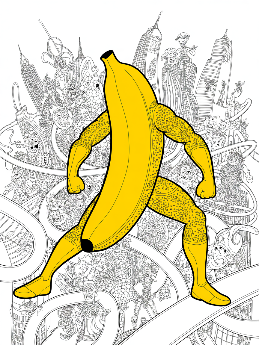 Banana-man every ones favorite super hero - Free Coloring Page