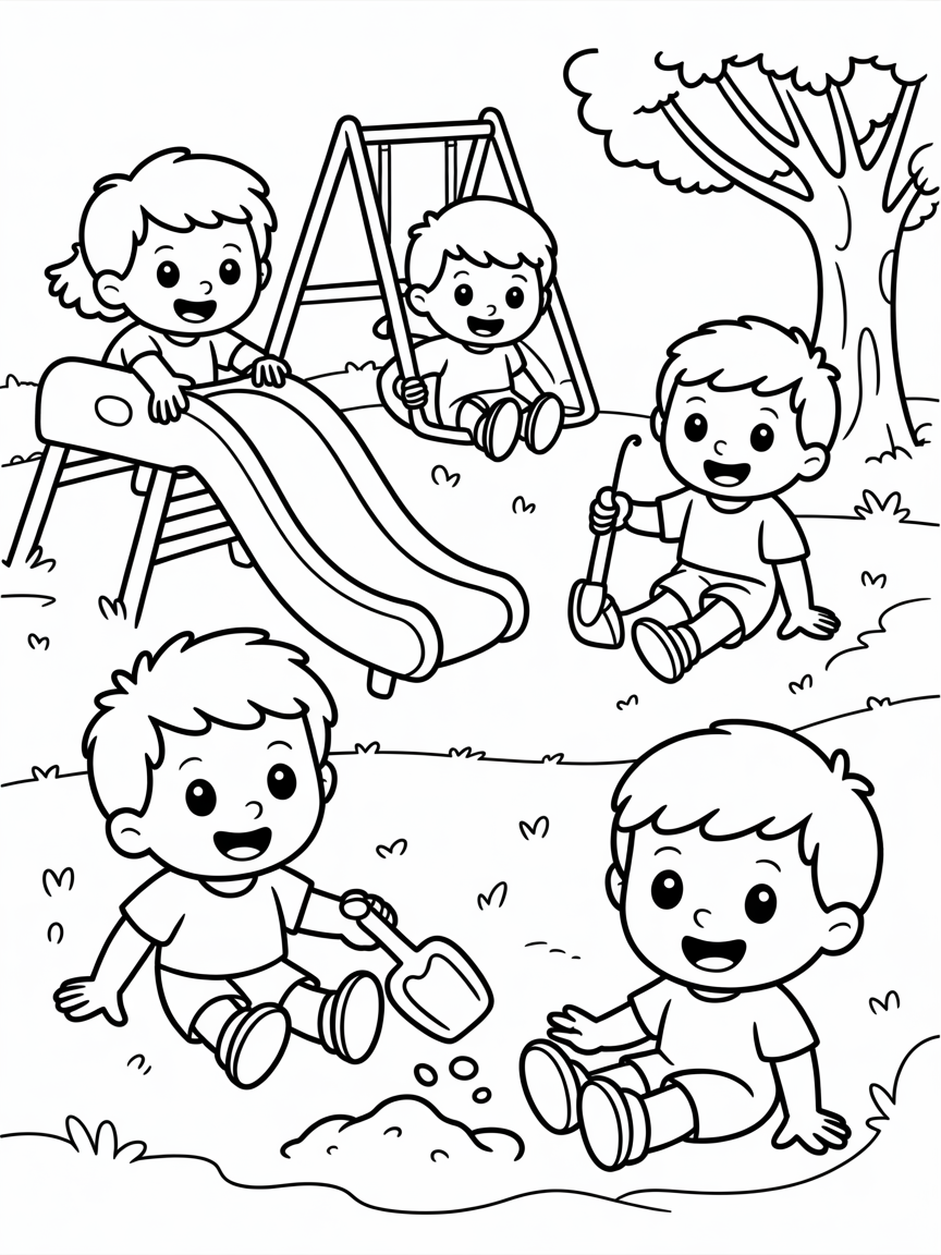 kids - Free Coloring Page