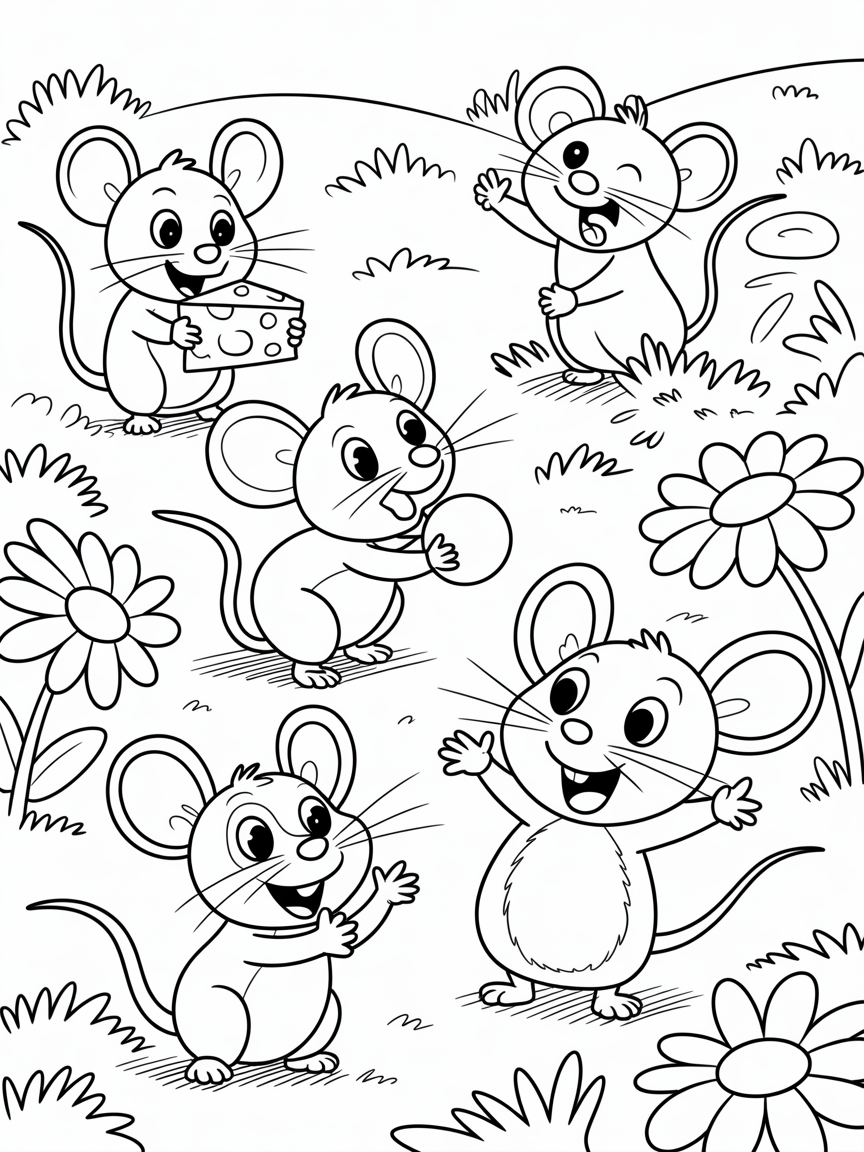 Mice - Free Coloring Page