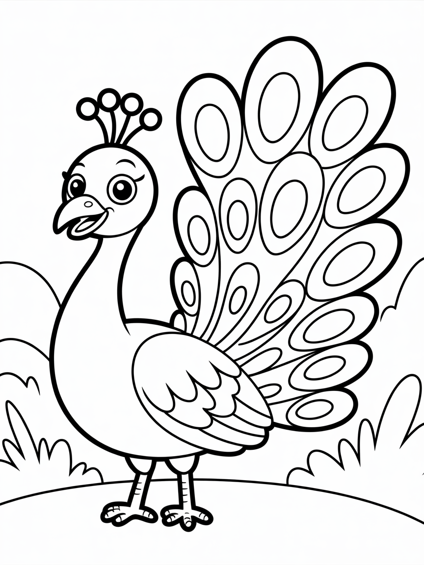 Peacock - Free Coloring Page