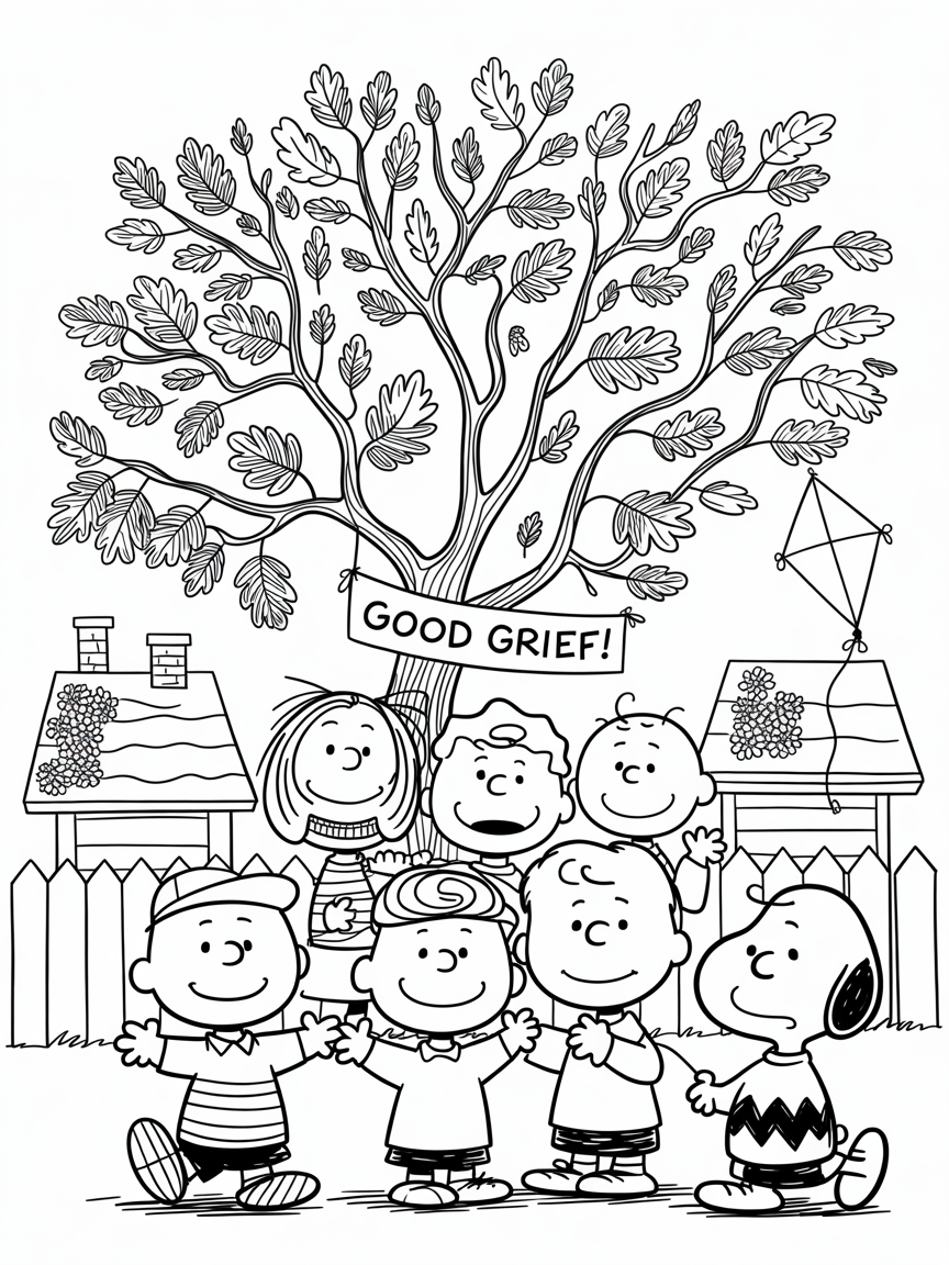 charlie brown and friends - Free Coloring Page