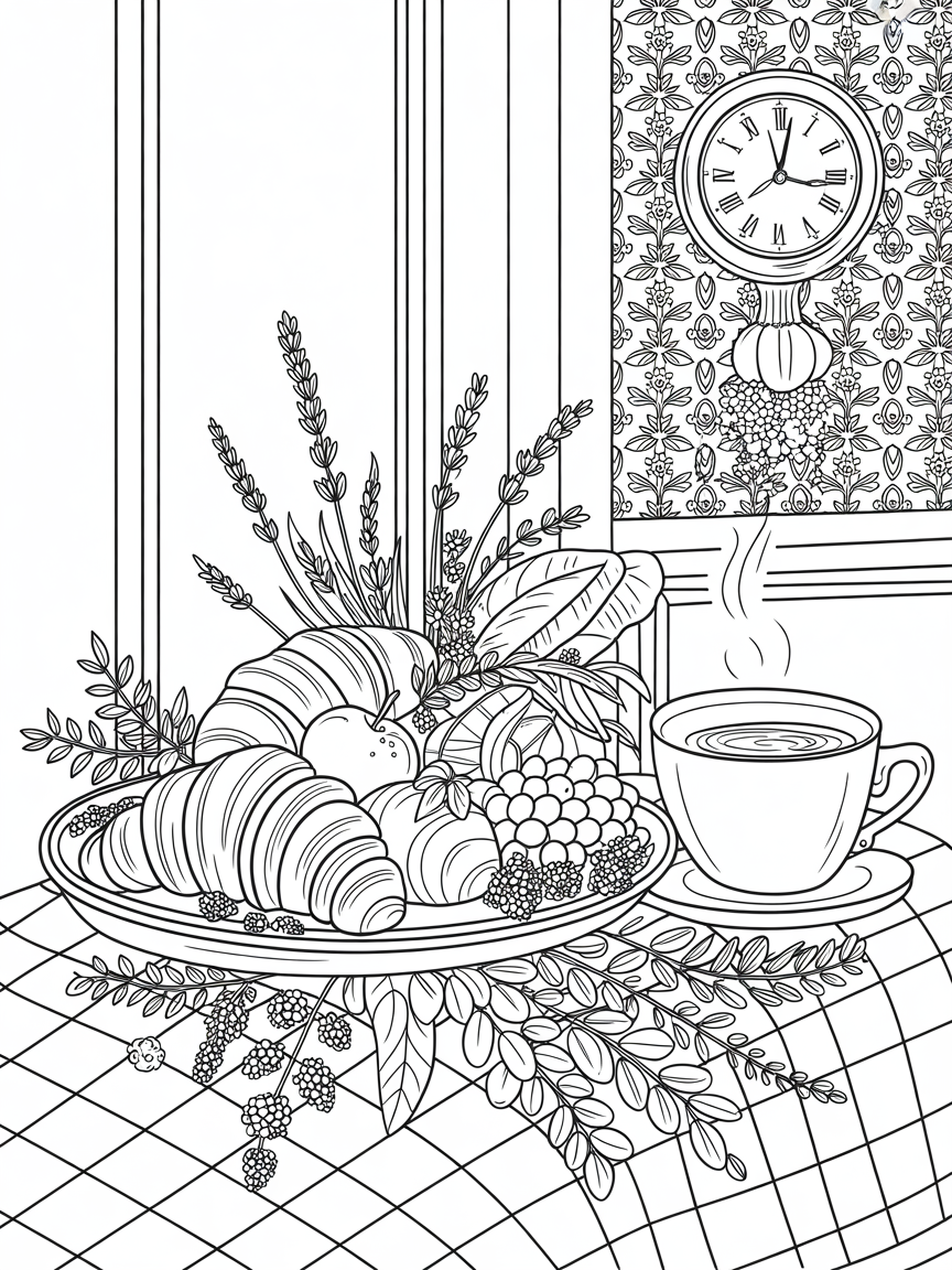 Breakfast - Free Coloring Page