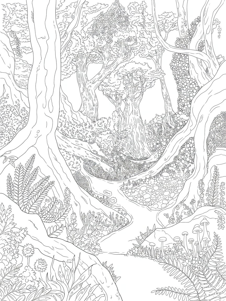 a forest - Free Coloring Page