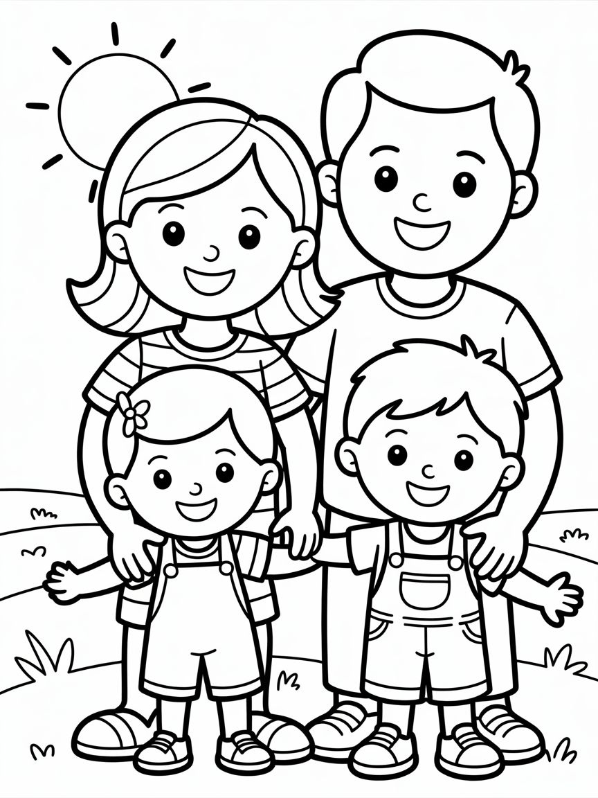 Famliy - Free Coloring Page