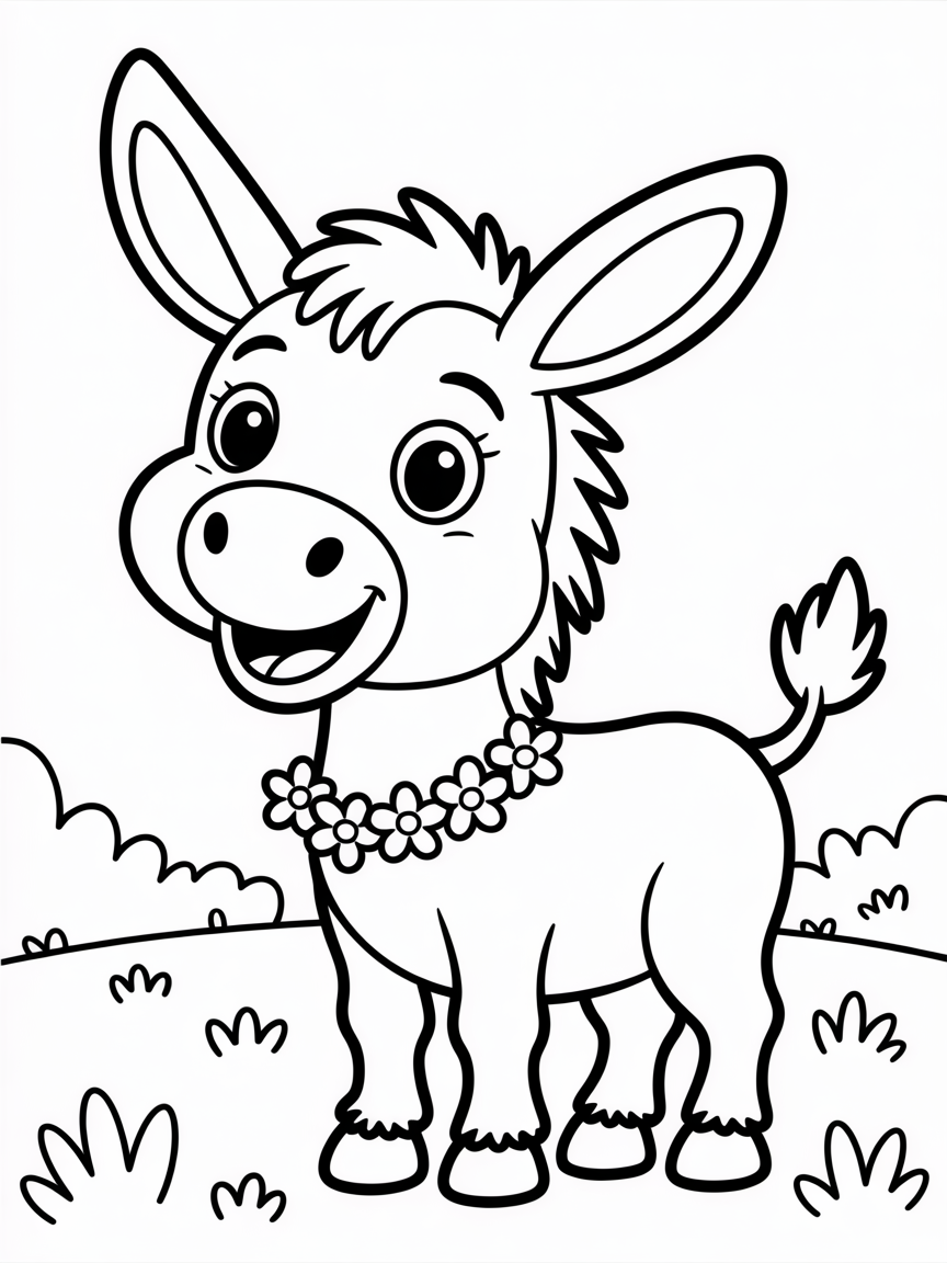 Happiness donkey - Free Coloring Page