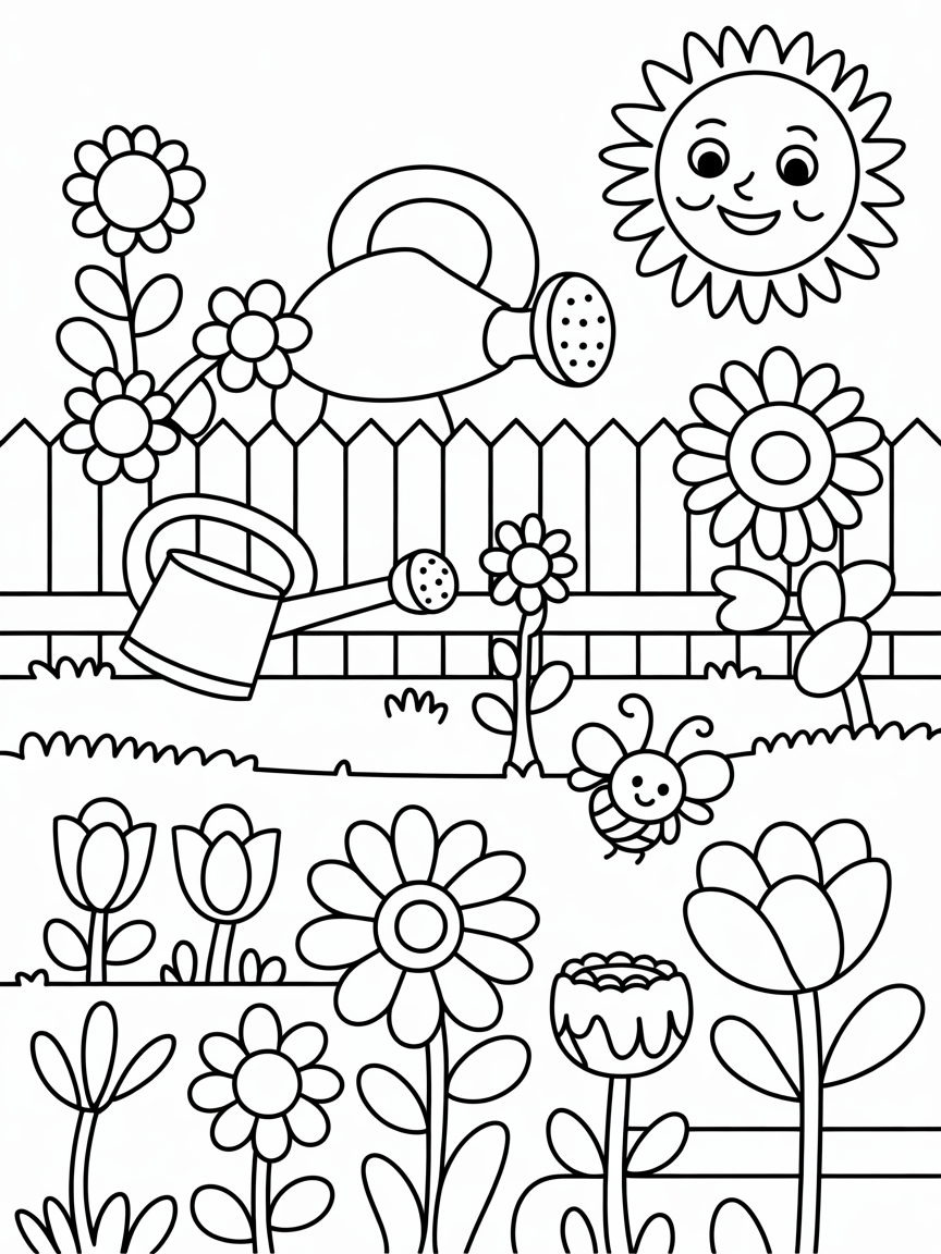 A garden - Free Coloring Page