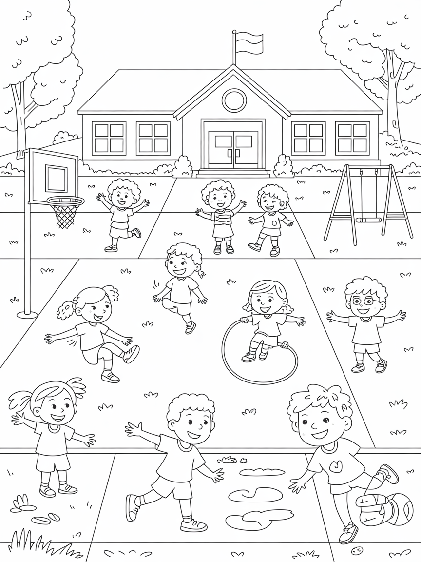 School - Free Coloring Page