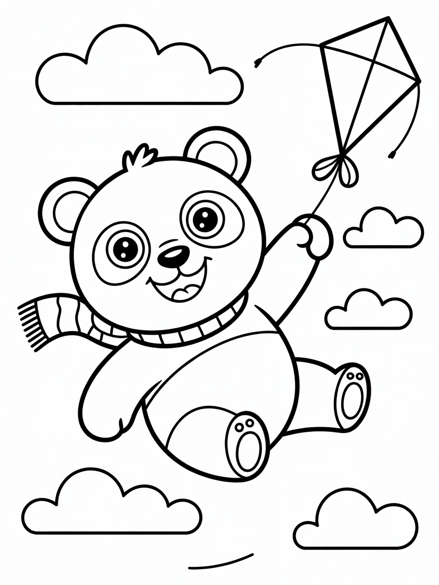 Flying panda - Free Coloring Page