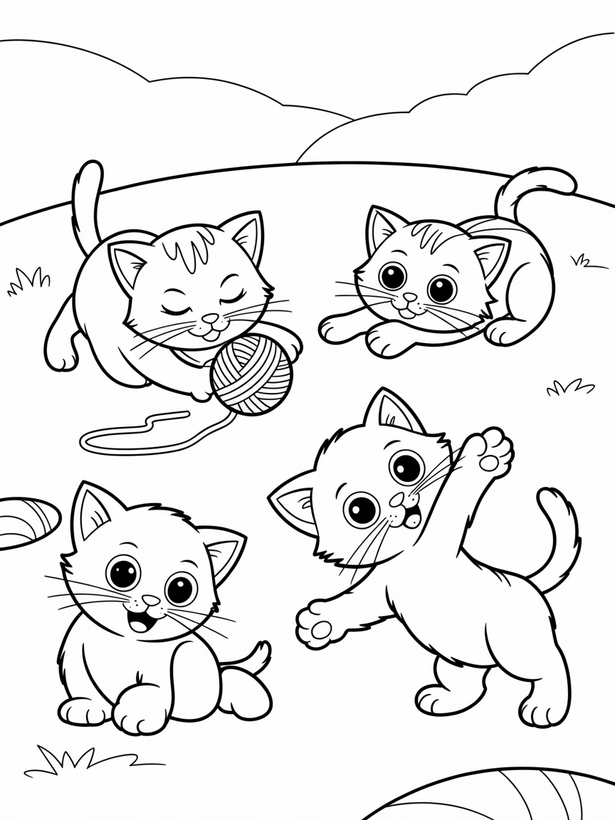 Domestic cats - Free Coloring Page