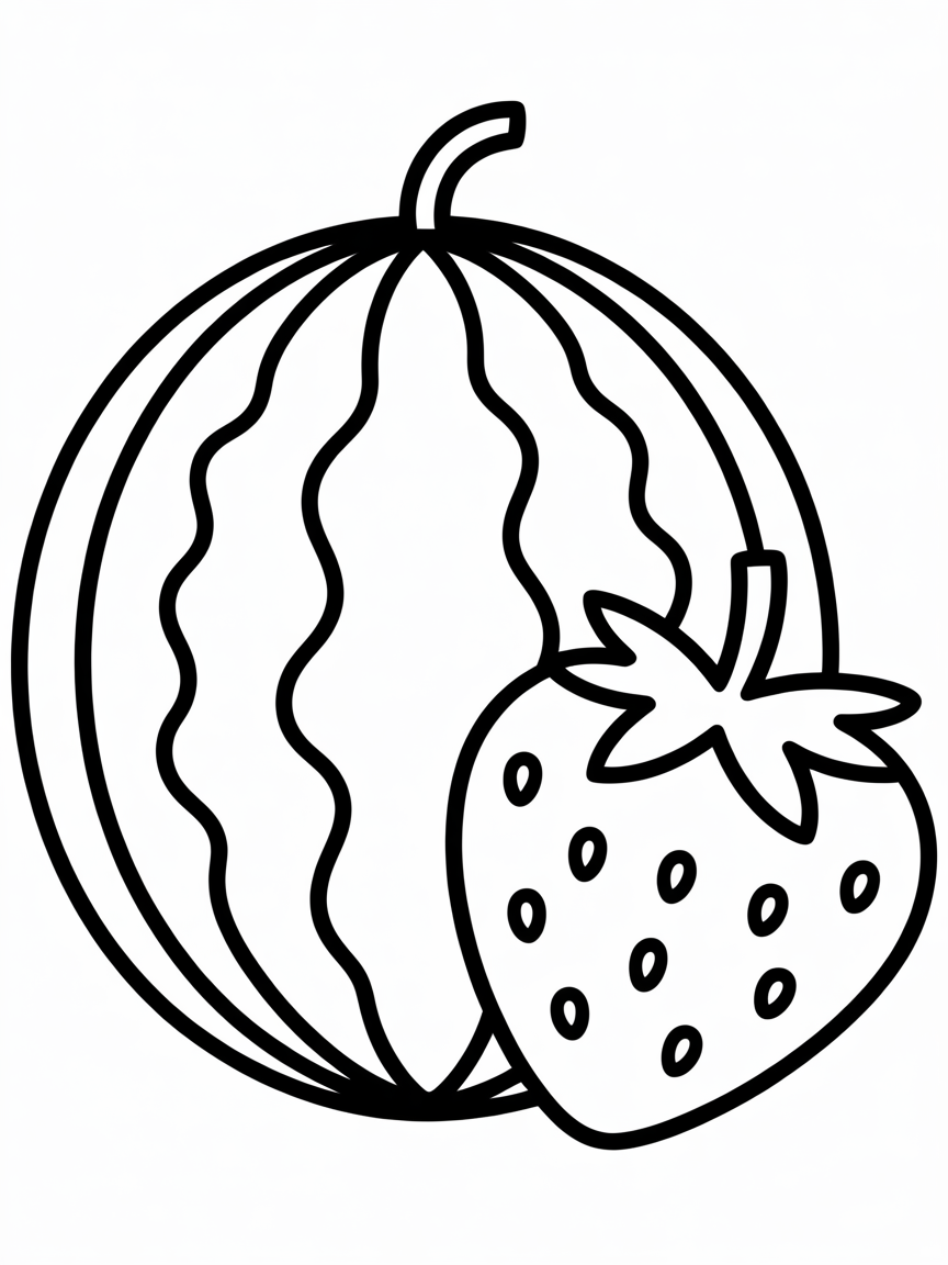Watermelon and strawberry - Free Coloring Page