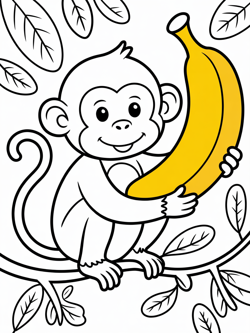 Monkey - Free Coloring Page