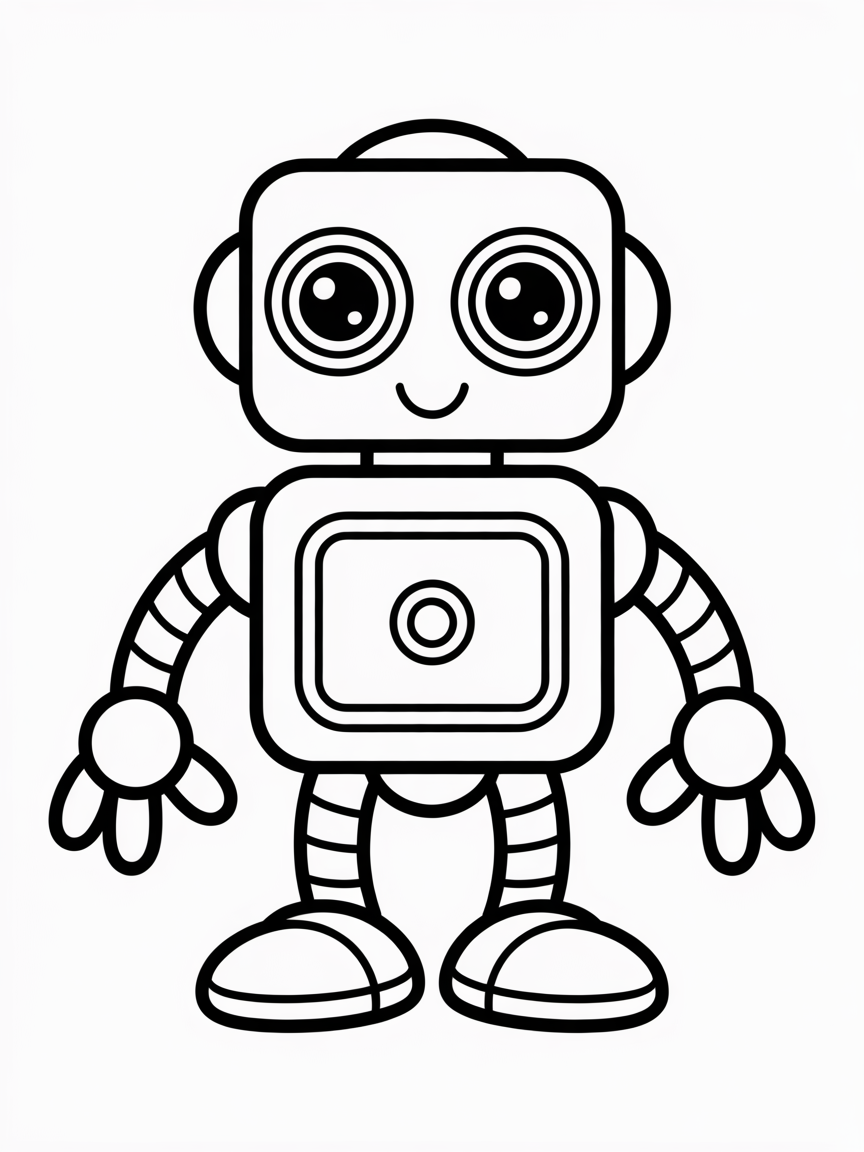 Robot with long arms - Free Coloring Page