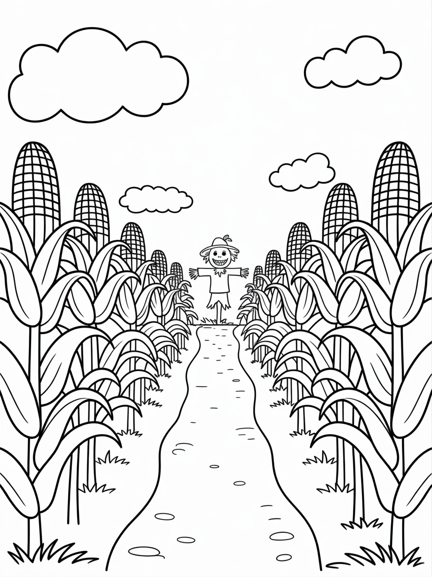 Corn field - Free Coloring Page