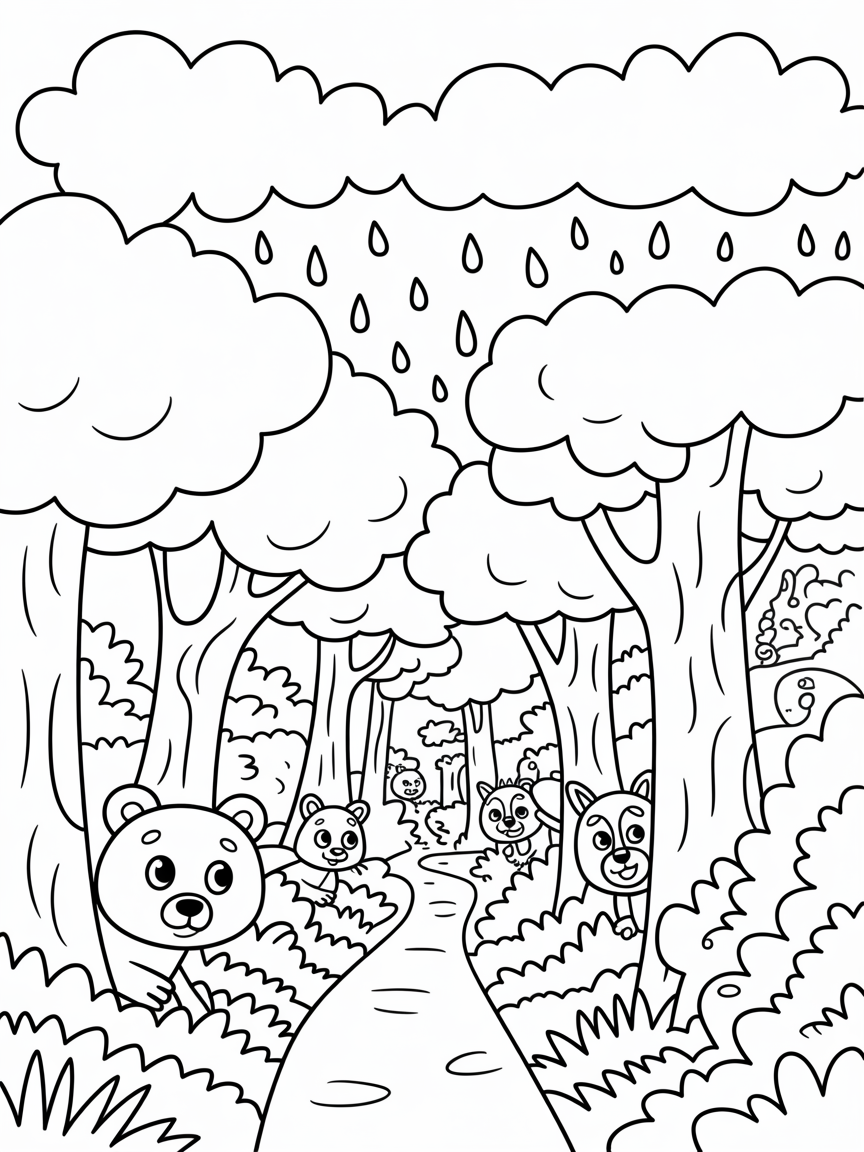 Rainy forest - Free Coloring Page