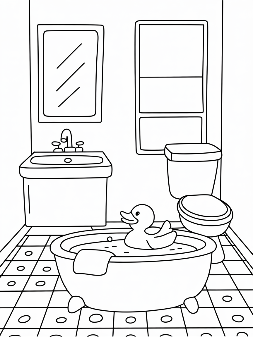 cute bathroom - Free Coloring Page