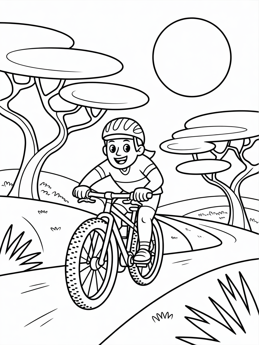 Gravel Biking Across Africa - Free Coloring Page