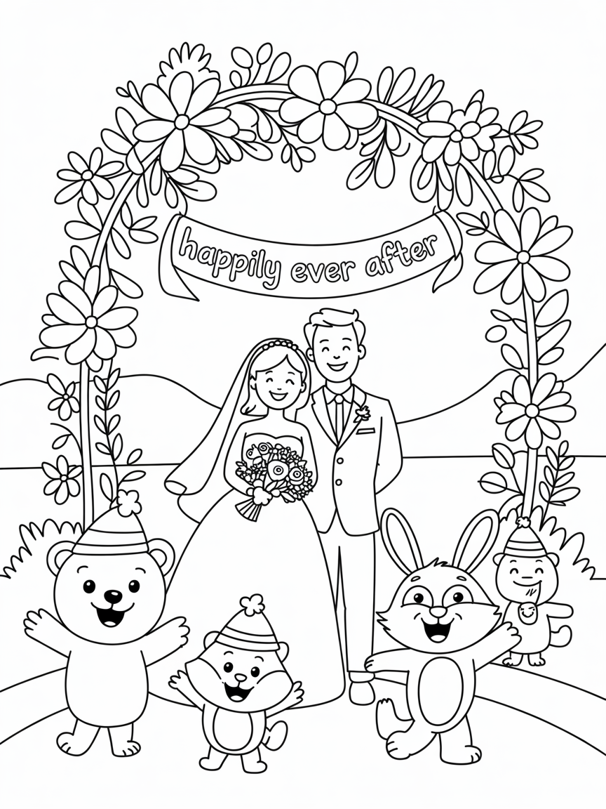 Wedding - Free Printable Coloring Page - Free Coloring Page