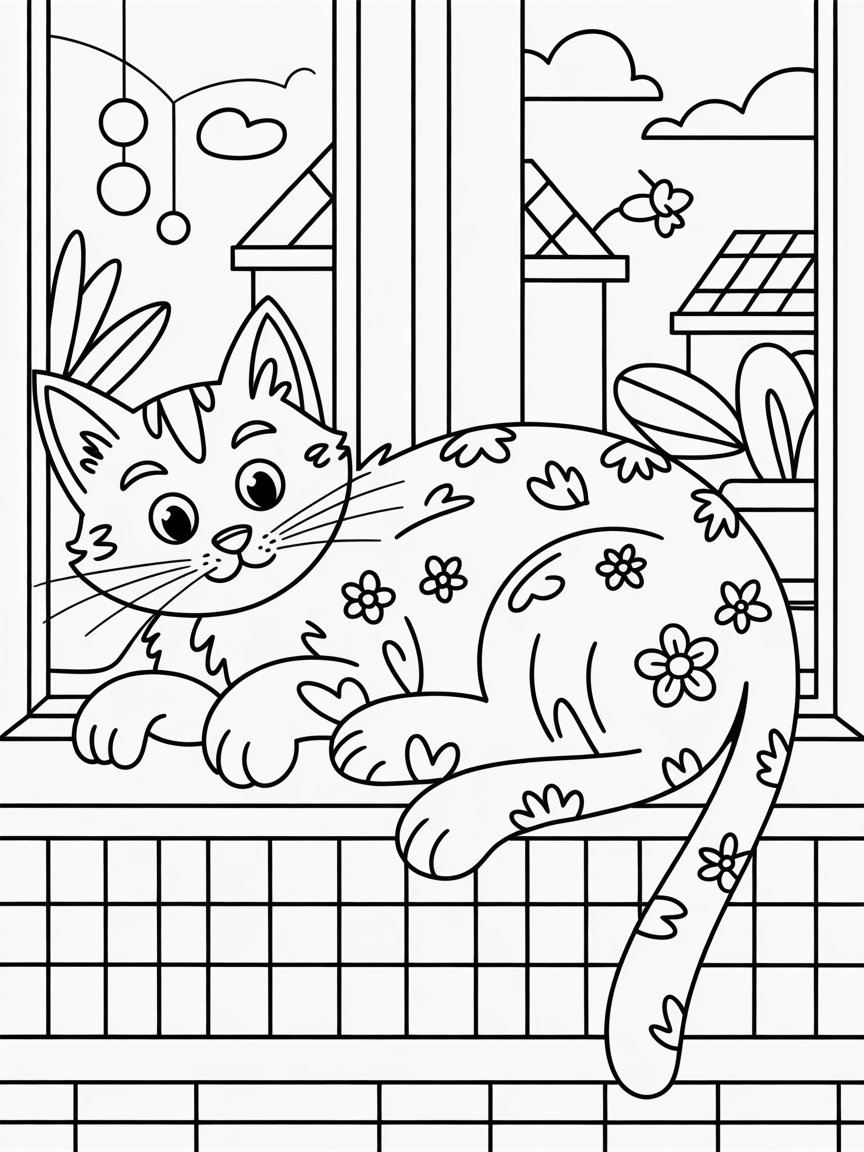 a very simple cat shape - Free Coloring Page