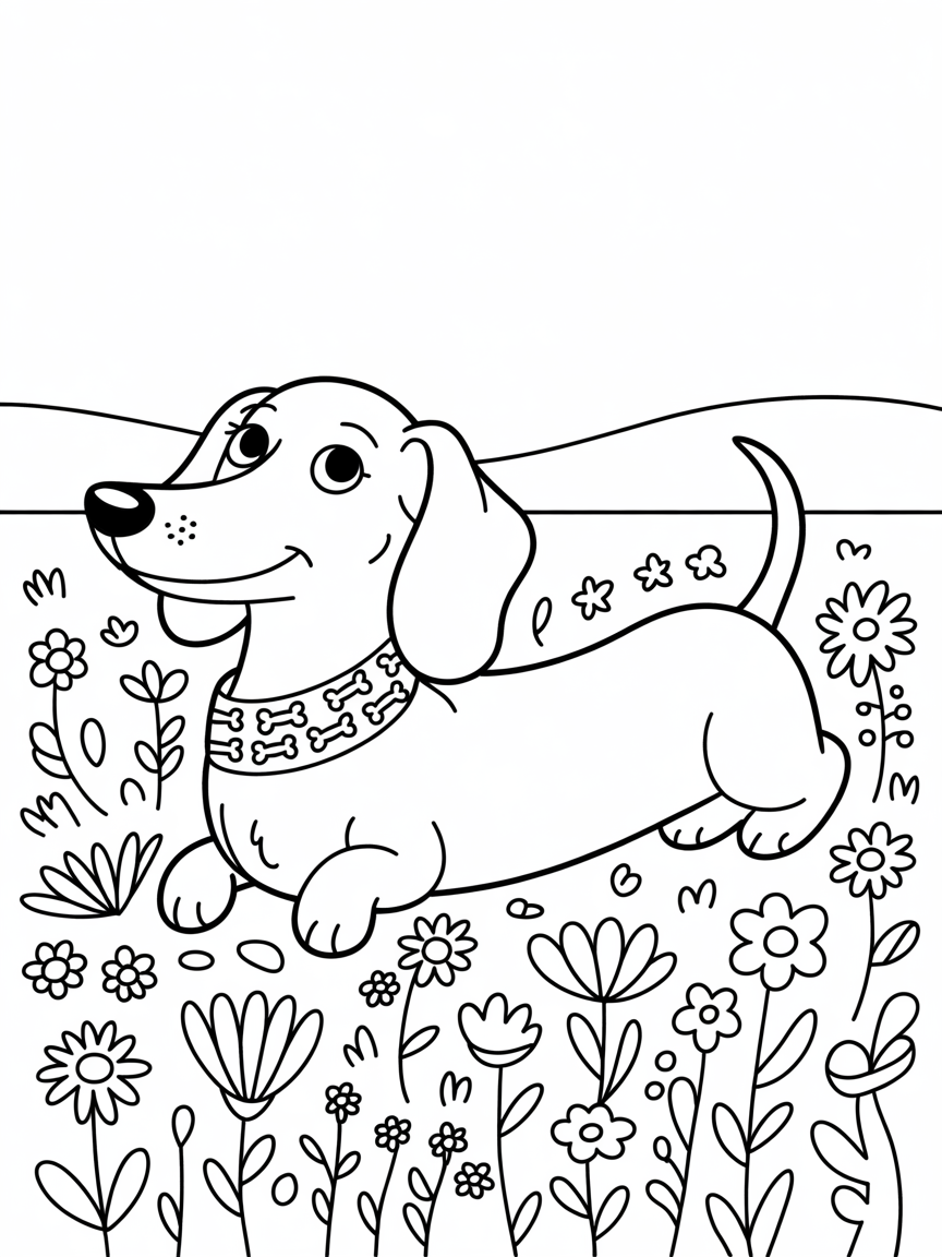 dachshund - Free Coloring Page