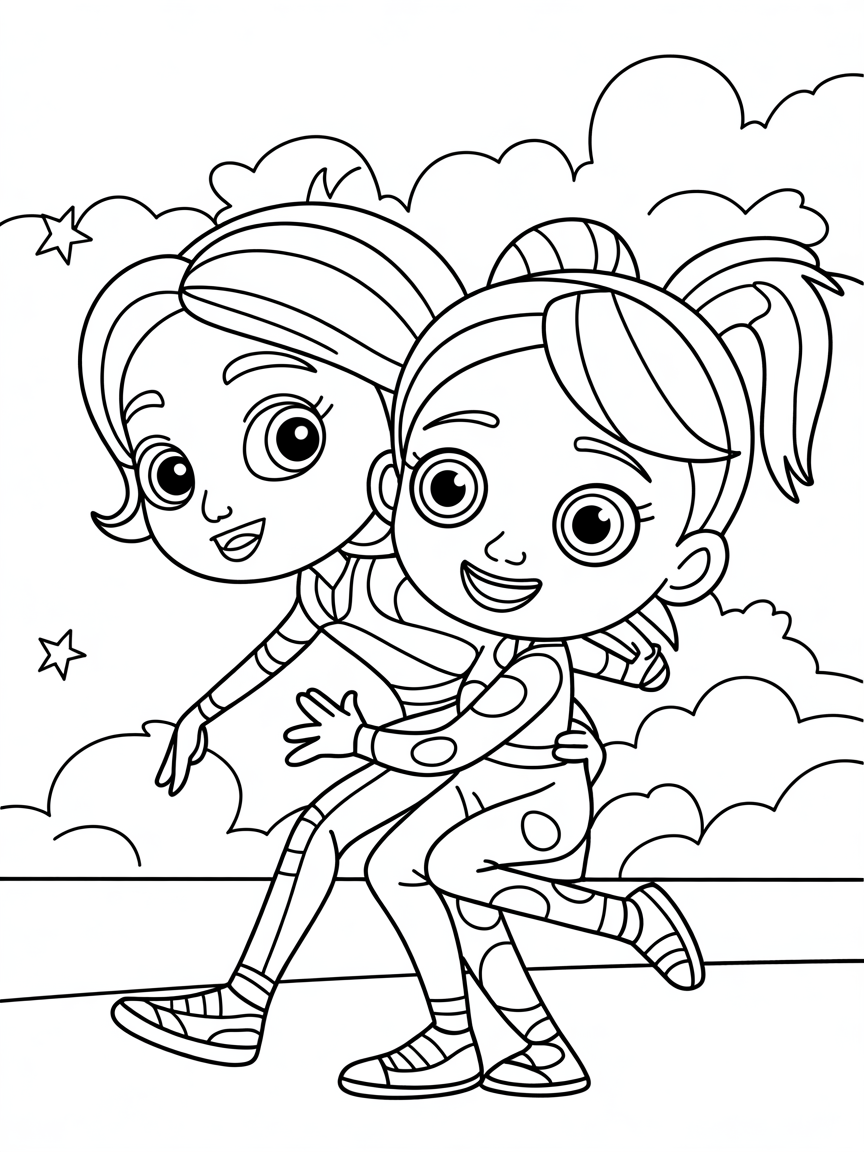 Marionette and Ayla from miraculous - Free Coloring Page