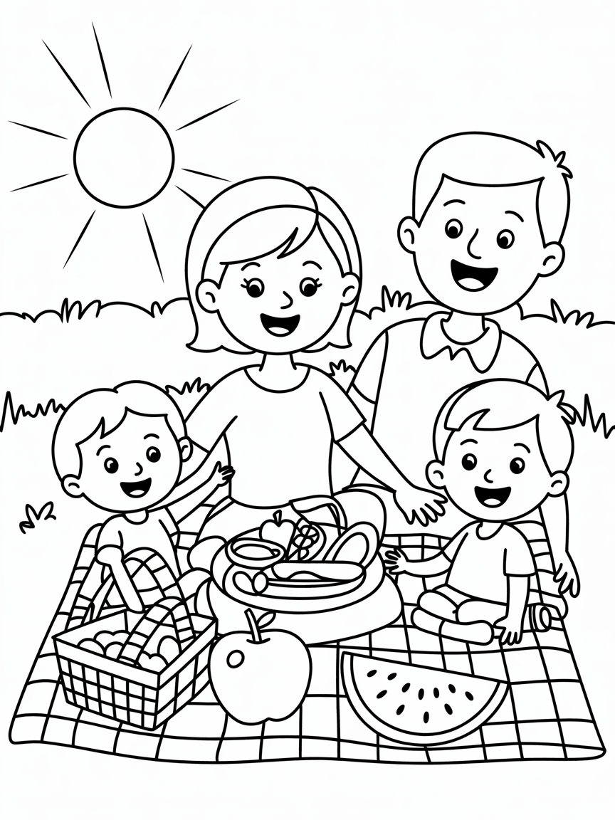 A fun picnic - Free Coloring Page