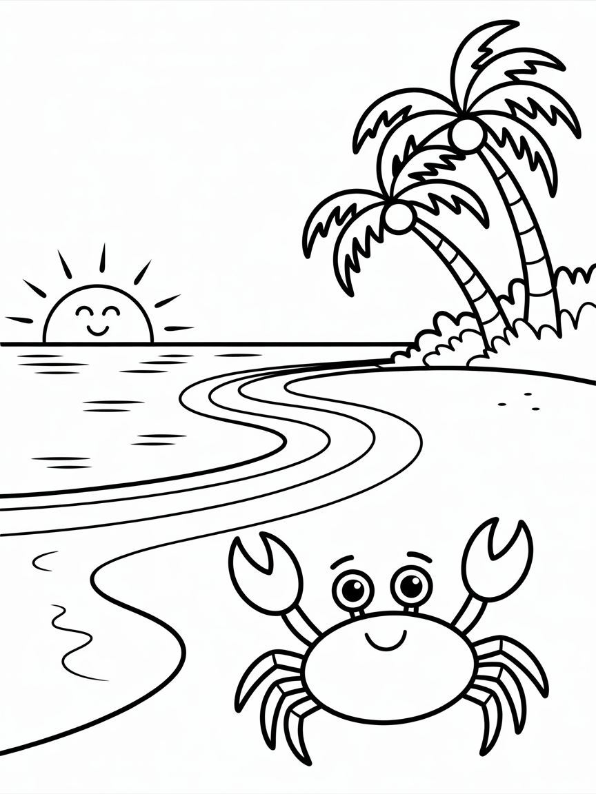 a bahamas beach - Free Coloring Page