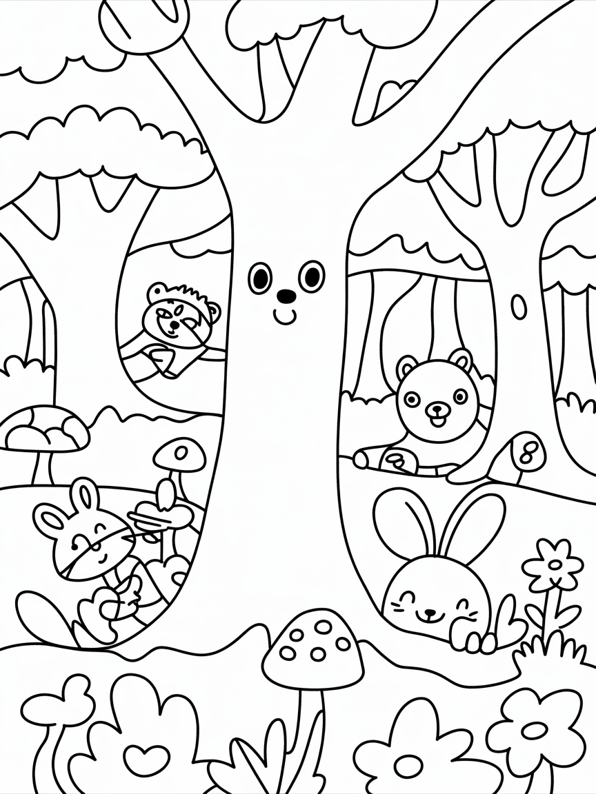 Magical forest - Free Coloring Page