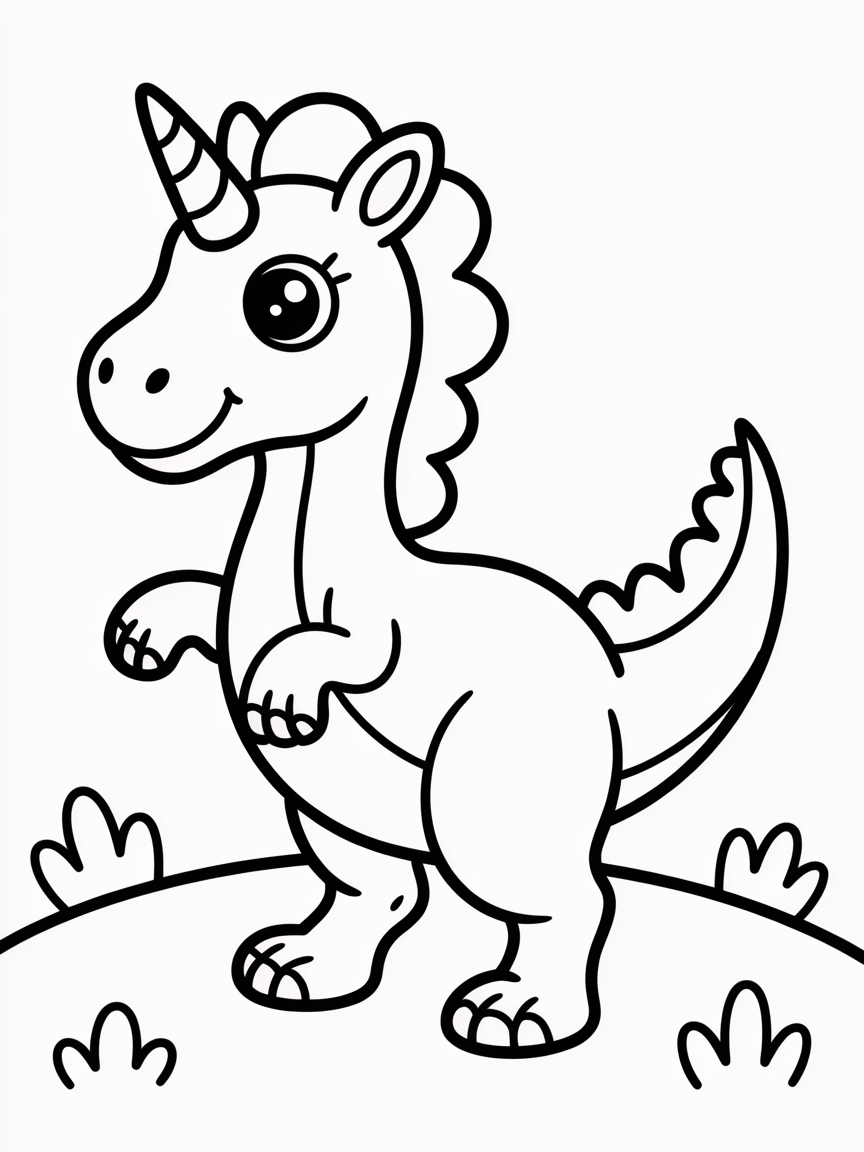 Unicorn dinosaur - Free Coloring Page
