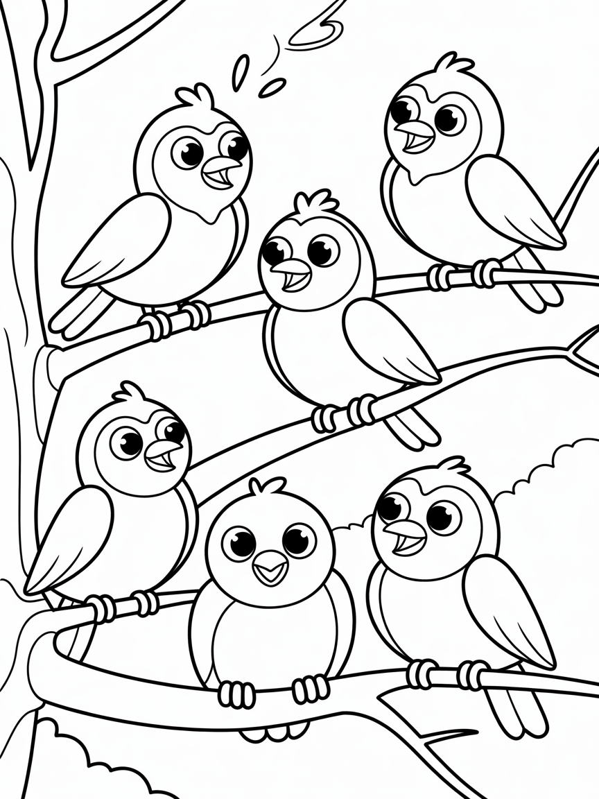 Birds - Free Coloring Page