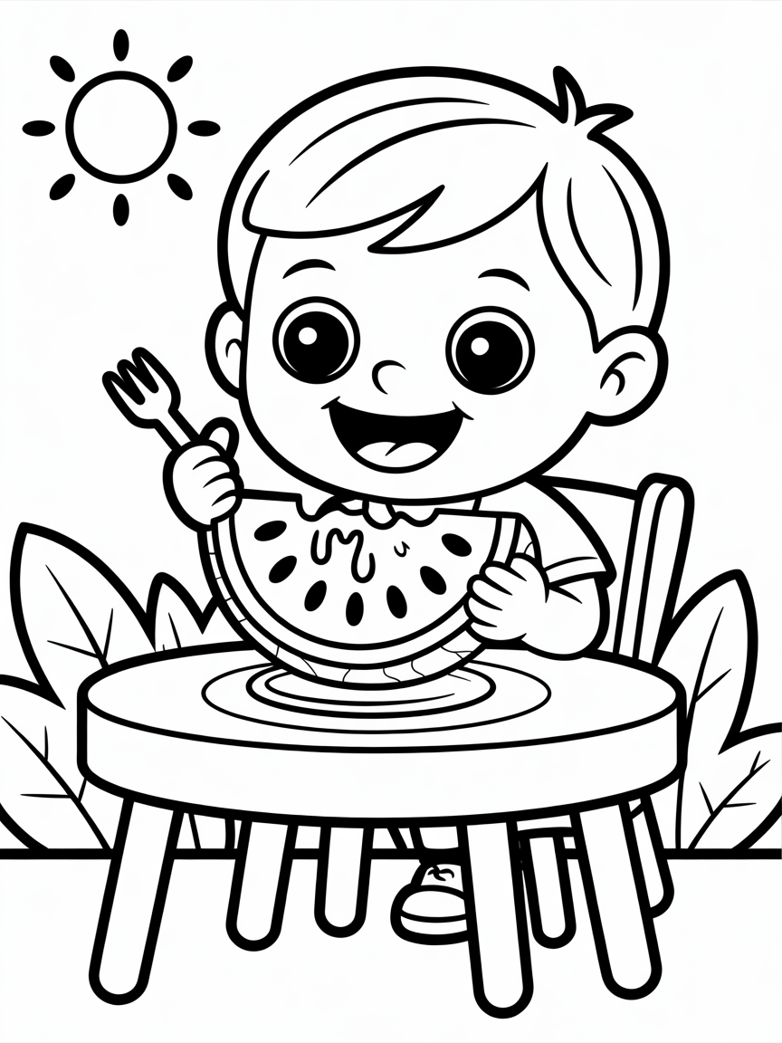 A person eating - Free Coloring Page
