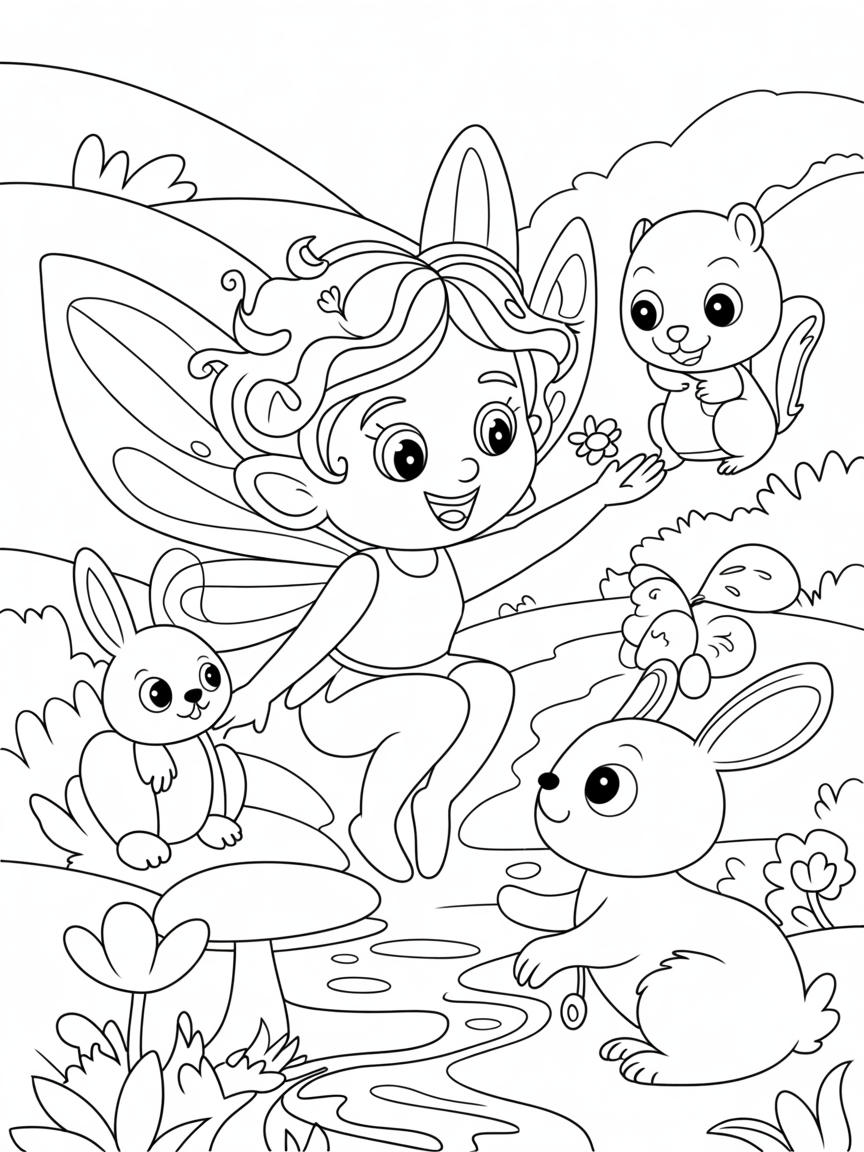 a faerie dventure - Free Coloring Page