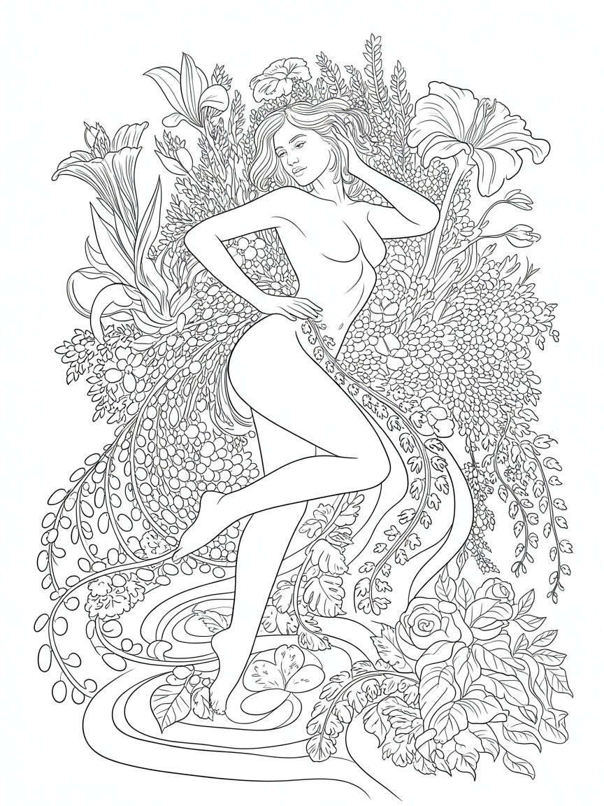 A naked woman - Free Coloring Page