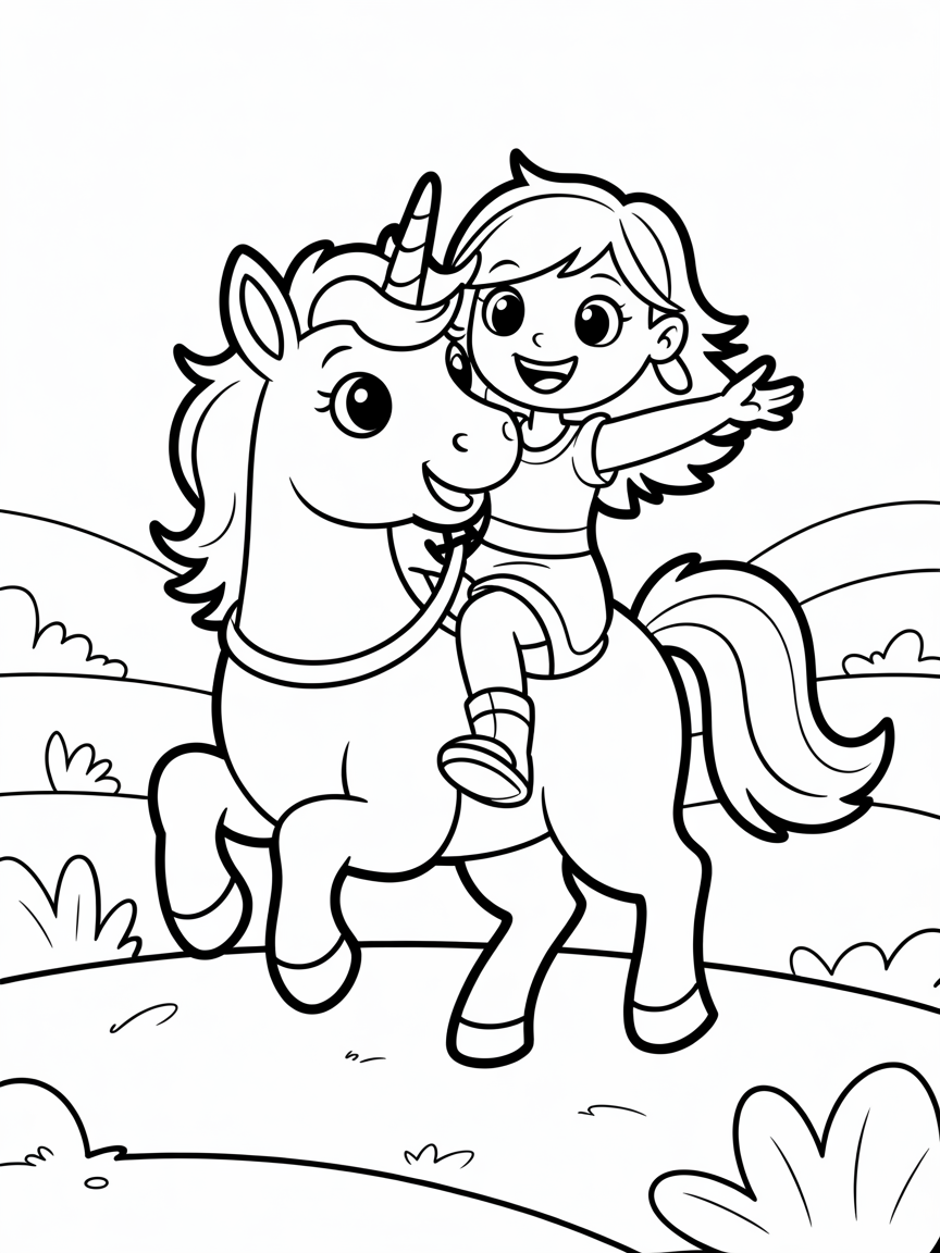 aphmau riding a unicorn - Free Coloring Page