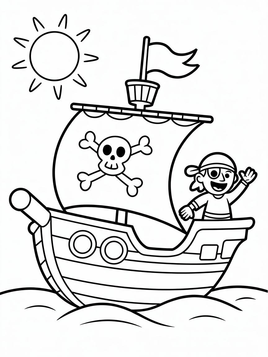 pirate ship - Free Coloring Page