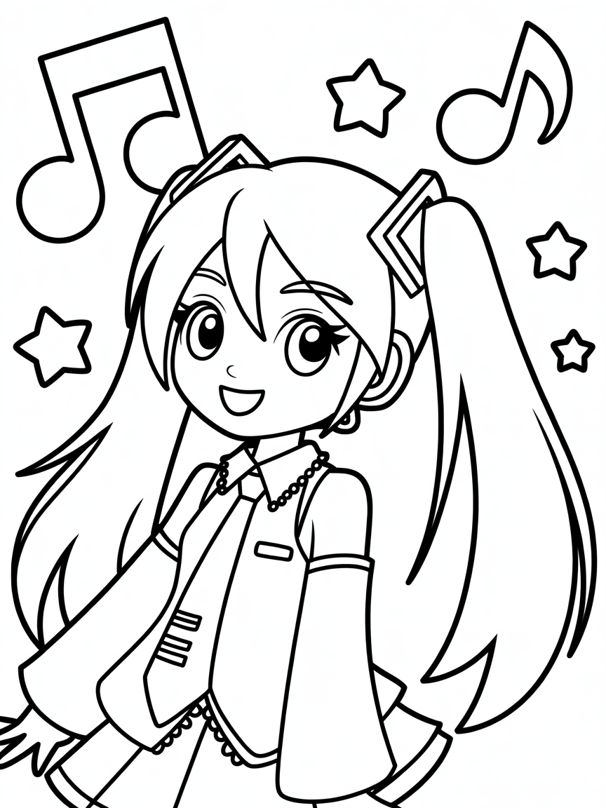 hatsune miku - Free Coloring Page