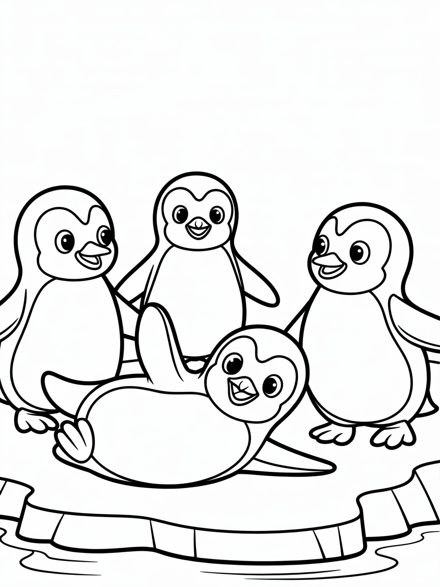 Penguins - Free Coloring Page