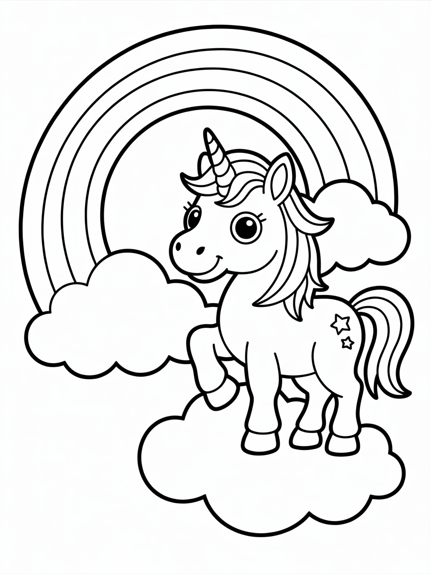 Unicorn rainbow - Free Coloring Page