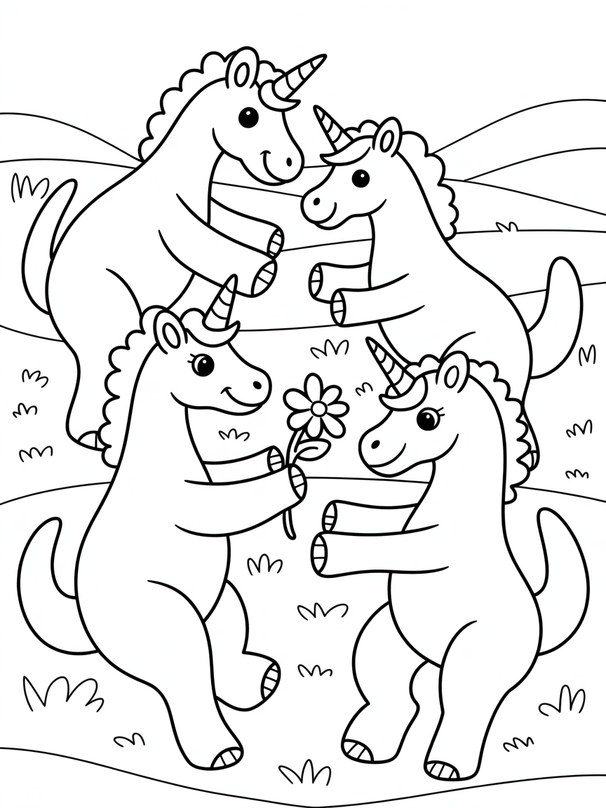 Unicorn dinosaurs - Free Coloring Page