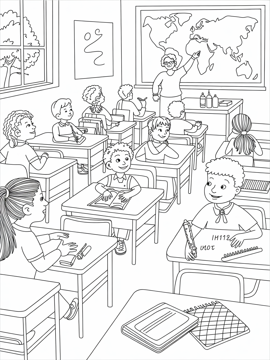 Class - Free Printable Coloring Page - Free Coloring Page