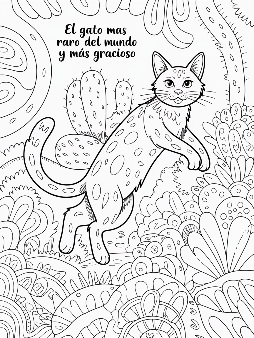 El gato mas raro del mundo y más gracioso - Free Coloring Page