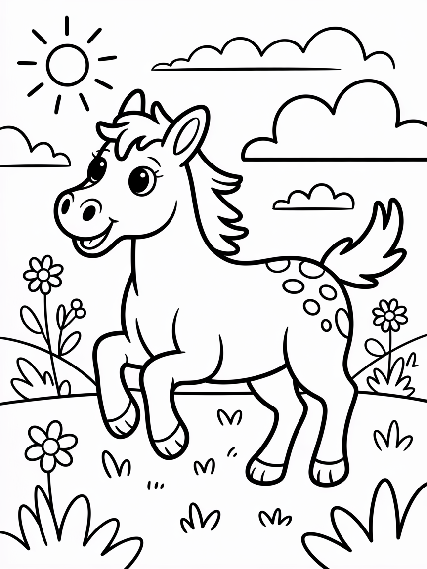 A horse that looks like a dog - Free Coloring Page