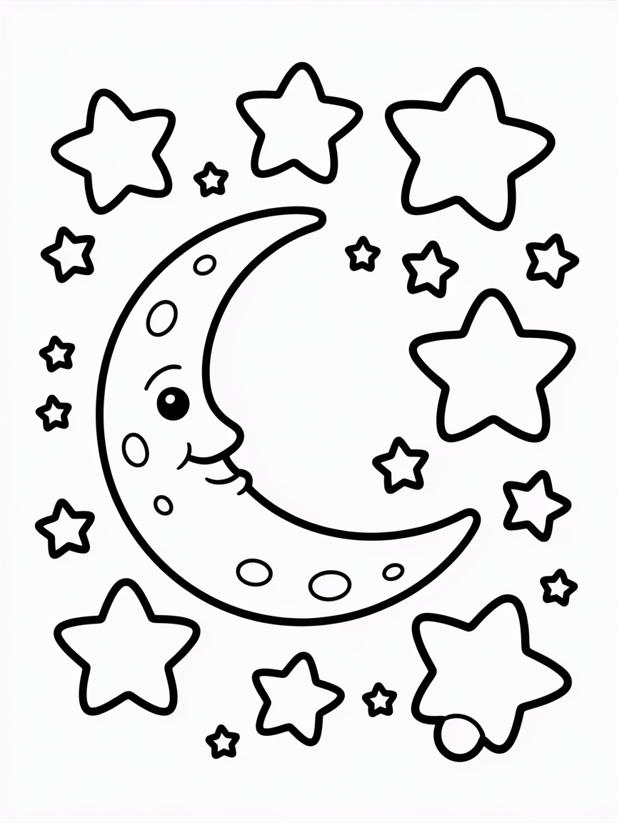 Sky and stars - Free Coloring Page