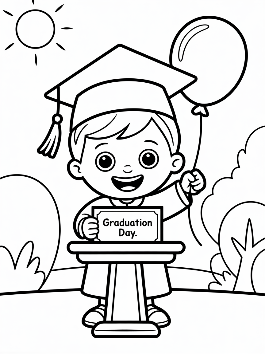 generate a 5 year old graduating from school - Free Coloring Page